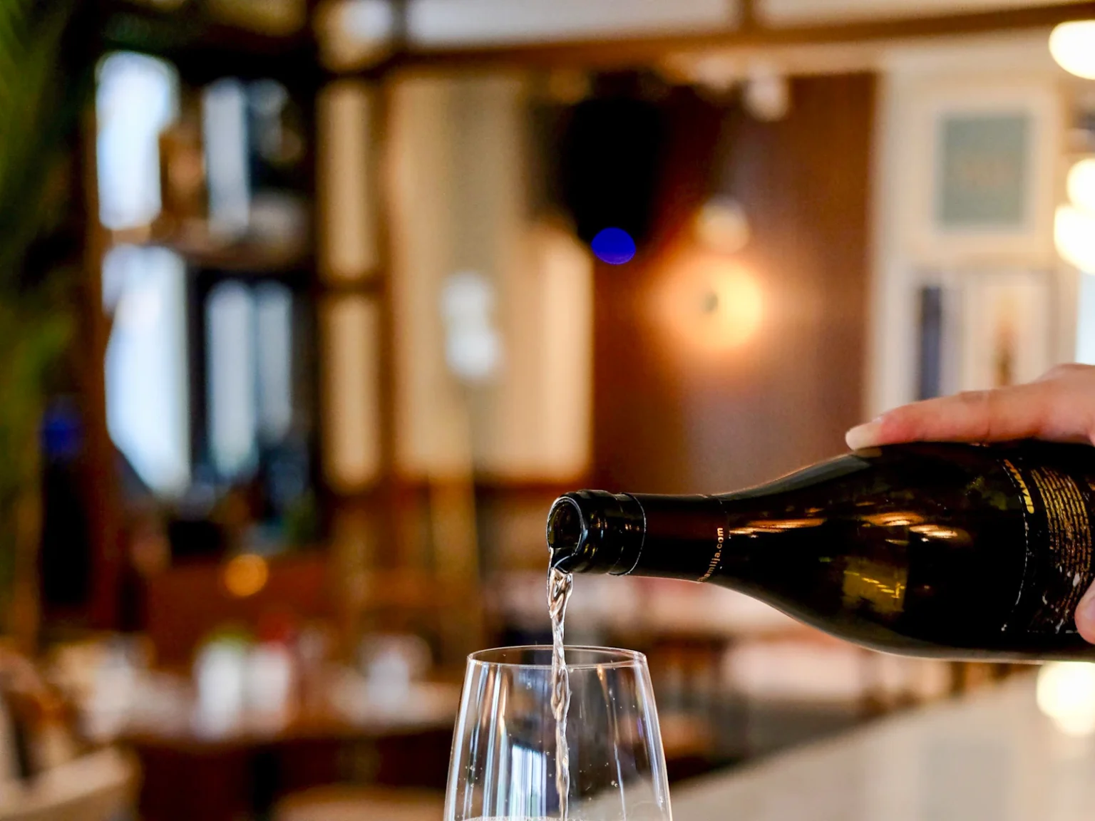 Sommelier pouring a glass of white wine
